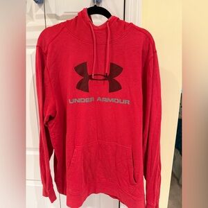 Under Armour- Hoded Sweatshirt with Logo, Red, XXL